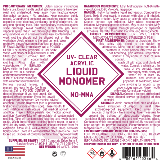 LIQUID 301 UV CLEAR - EMA Liquid Monomer