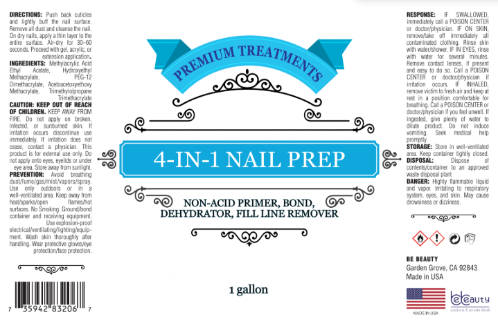 4-in-1 Nail Prep (Non-Acid Primer, Bond, Dehydrator, Fill Line Remover)