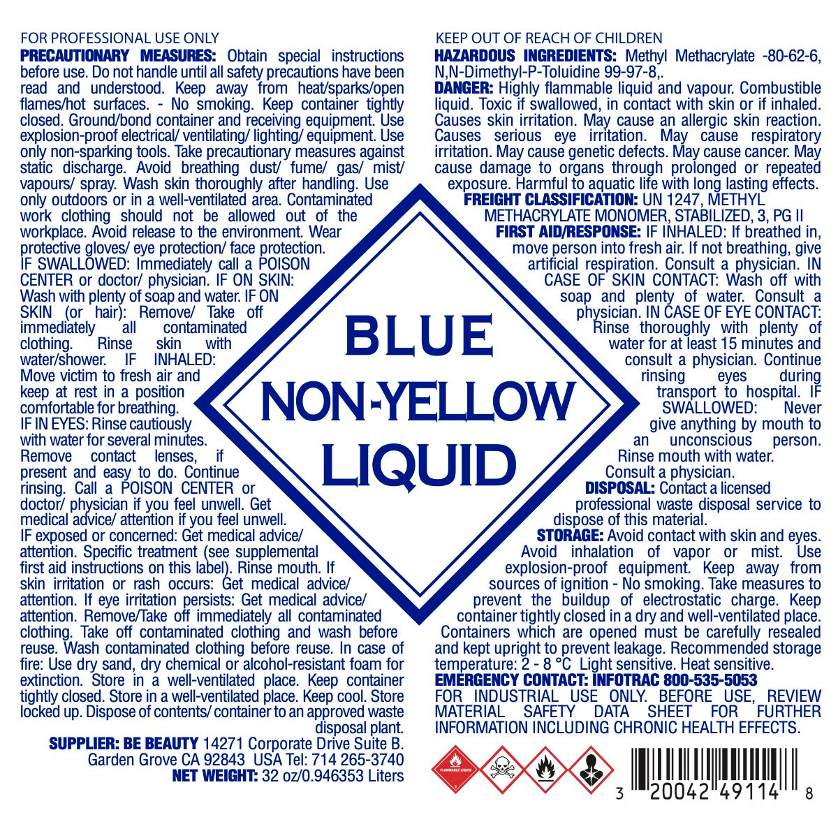 Blue | Non-Yellow | | Acrylic Liquid | Monomer | Private Label | Wholesale