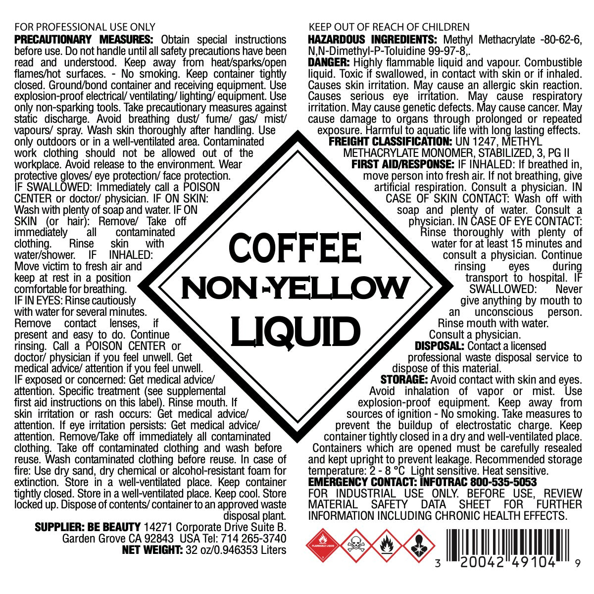 Coffee | Non-Yellow | | Acrylic Liquid | Monomer | Private Label | Wholesale