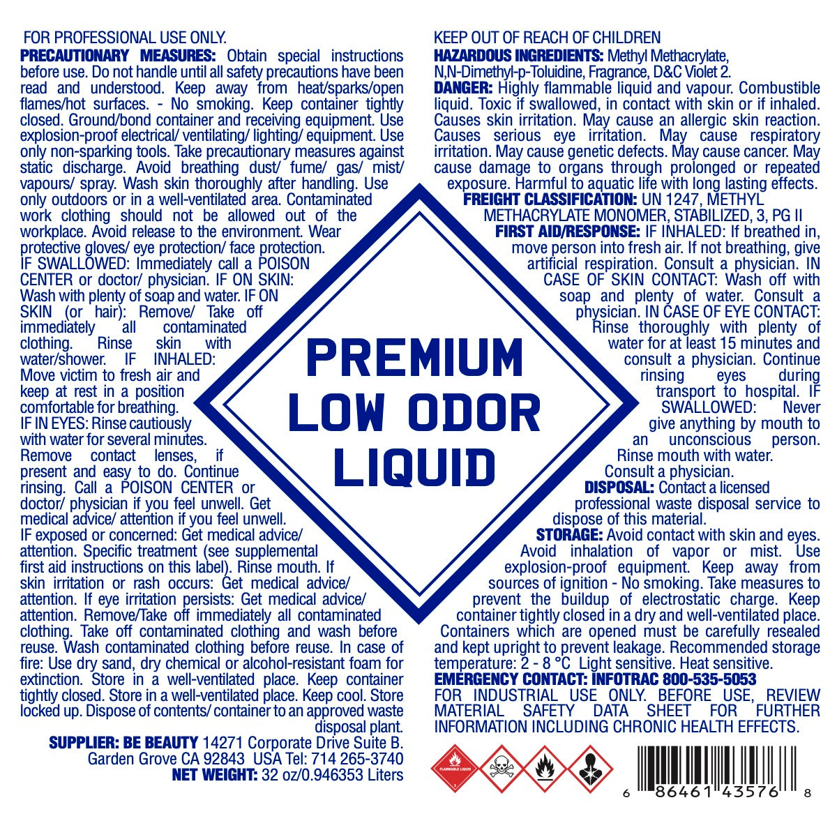 Premium | Low Odor | Acrylic Liquid | Monomer | Private Label | Wholesale