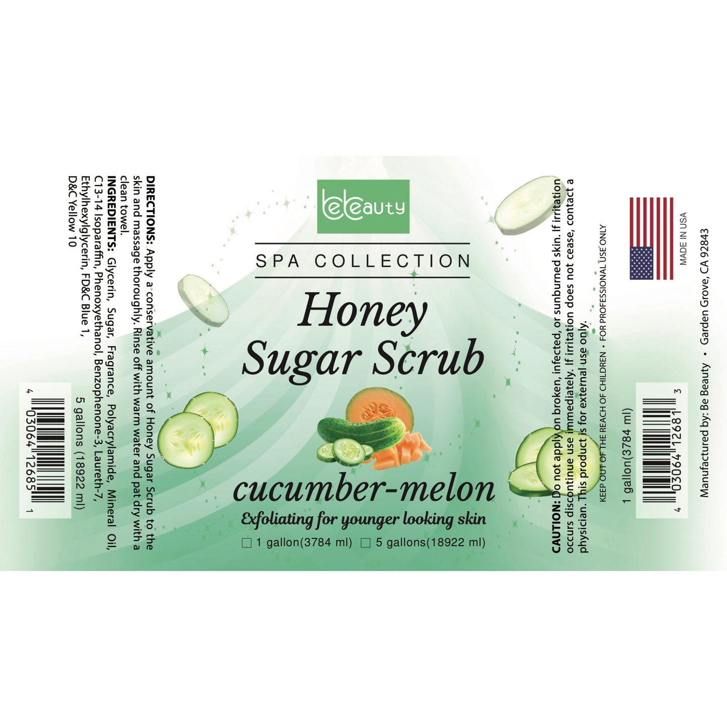 Cucumber Melon |Wholesale | Private Label | High Quality | Nourishing | Moisturizing | Exfoliating | Honey Sugar Scrub