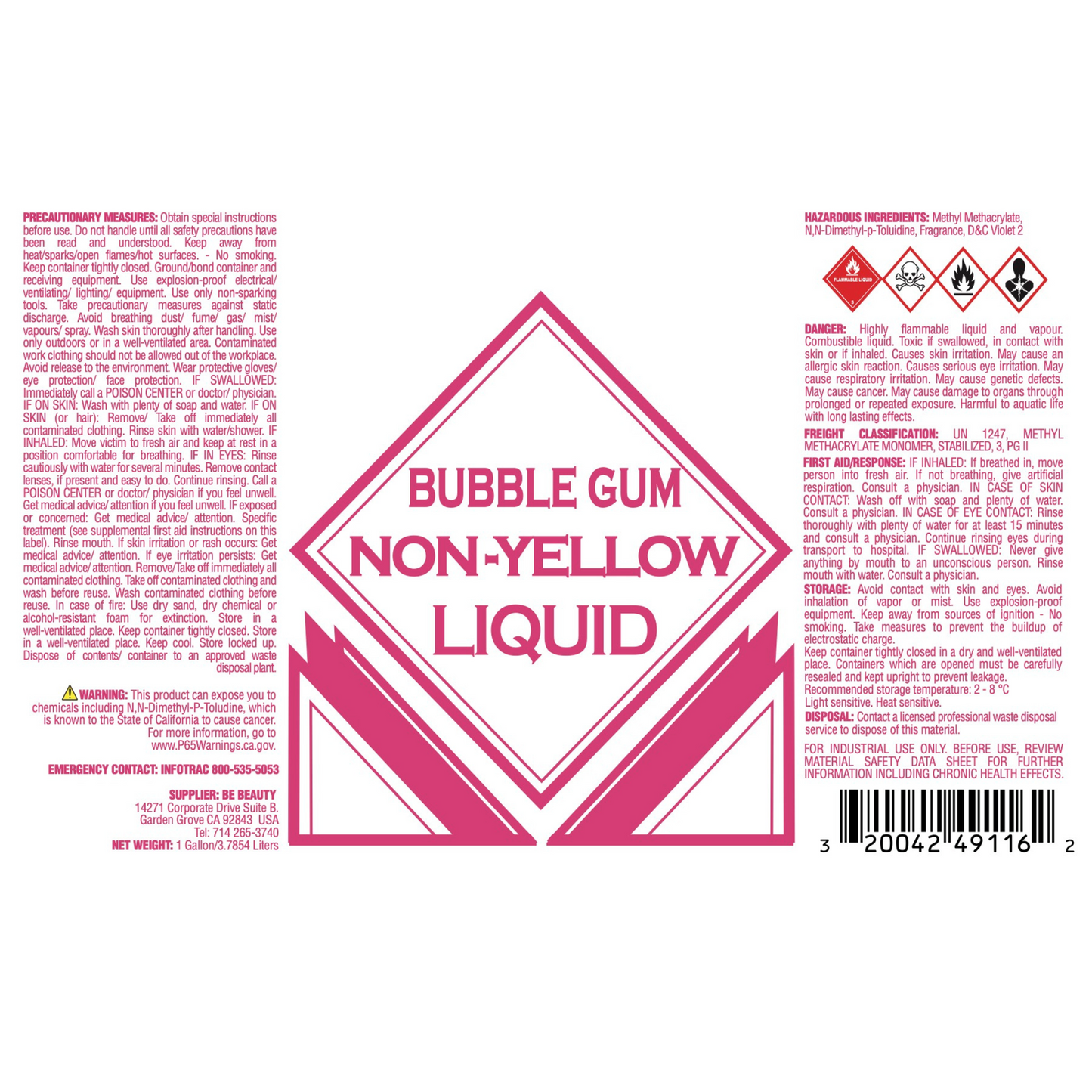 Bubblegum |  Non-Yellow | | Acrylic Liquid | Monomer | Private Label | Wholesale